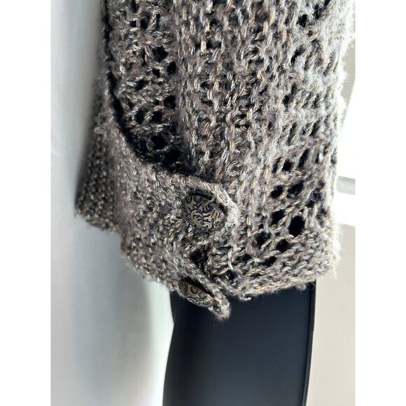 Anthropologie Hand Knit by Dollie Wool Blend Y2K Brown Sweater Knit Collar sz M - Picture 7 of 12